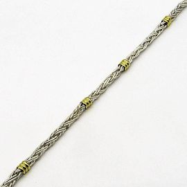 PULSERA ESPIGA TRIPLE 21CM /PLATA Y ORO